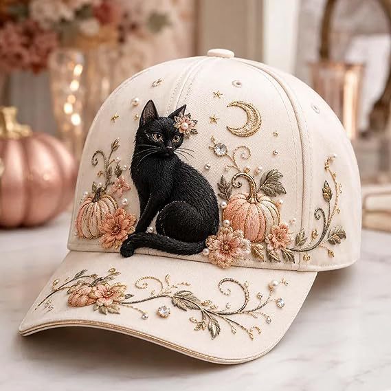 3D Pumpkin Cat Bat Baseball Cap