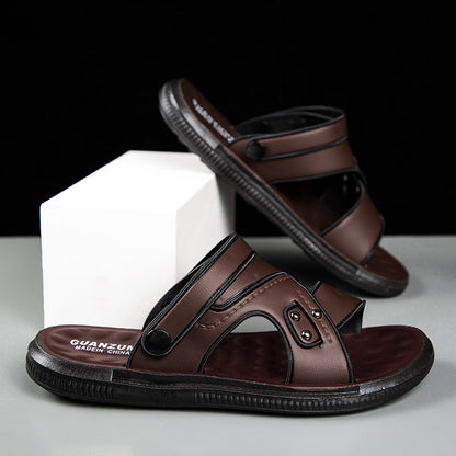 Mens Sandals Leather Platform Design Dual-purpose For Beach And Outdoor Wear