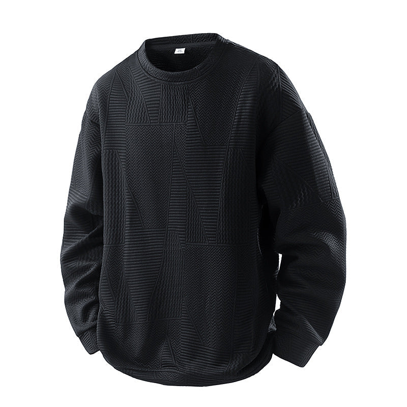 Mens Loose-Fit Casual Crew-Neck Pullover Bottoming Shirt