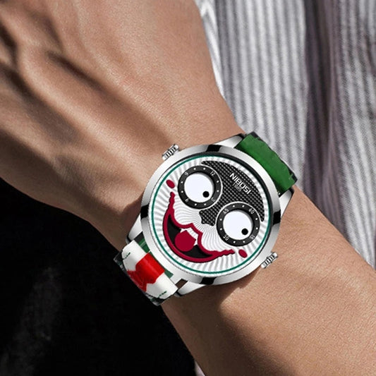 Russian Clown Men's Watch Leather Waterproof
