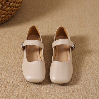 Women's Square Toe Vintage Low Cut Mary Jane Flats, 2026 Spring Autumn New Arrival, Elegant Commuter Fashion Buckle Strap Dress Shoes