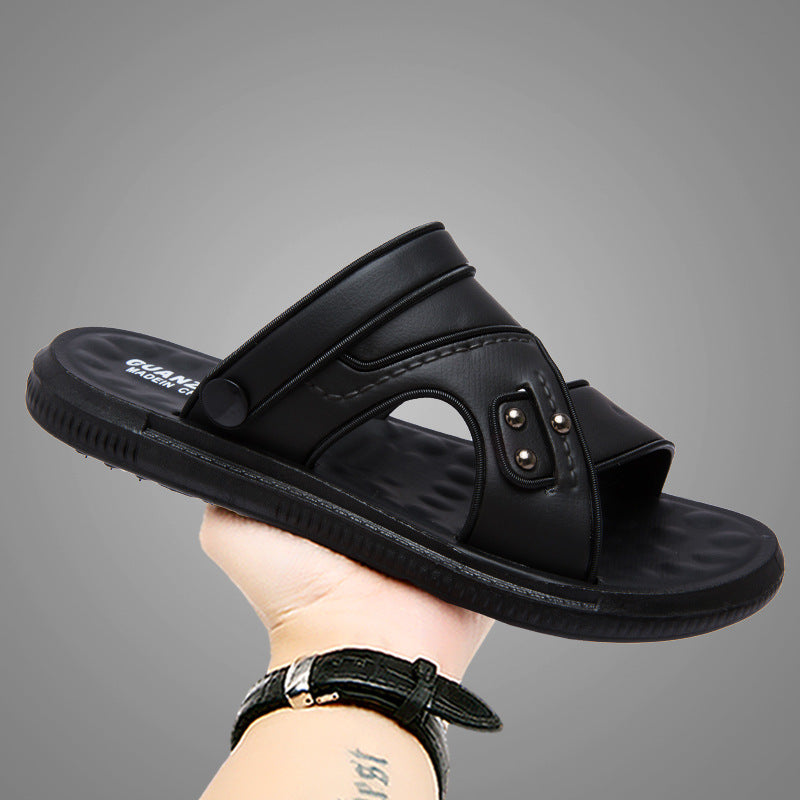 Mens Sandals Leather Platform Design Dual-purpose For Beach And Outdoor Wear