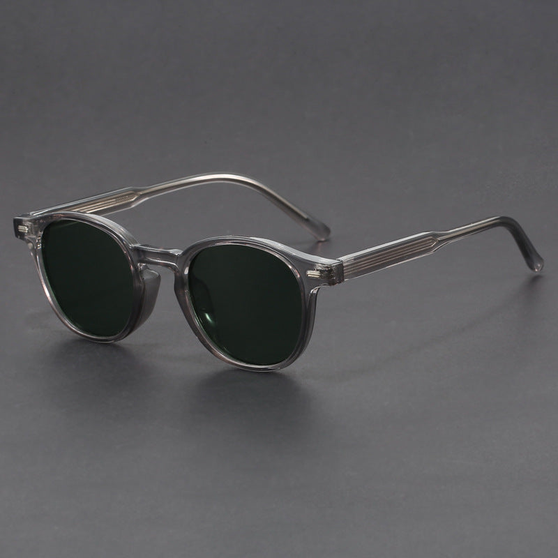 Small-face Green-frame Gradient Tea-colored Sunglasses Stylish Unisex Design With UV Protection