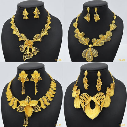 Gold Flower Jewelry Set