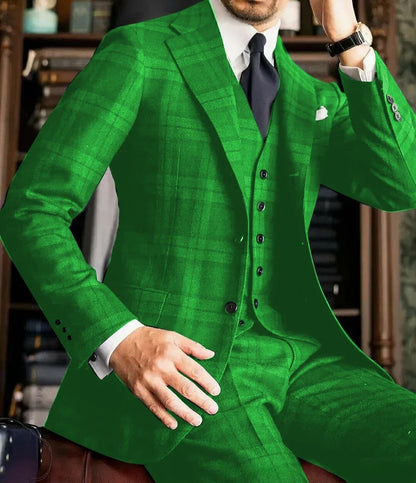 European And American Plaid Suit Set For Men Designer Crafted