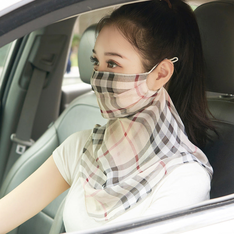 Silk Mask Breathable Neck-Covering Skin-Caring Veil For Women
