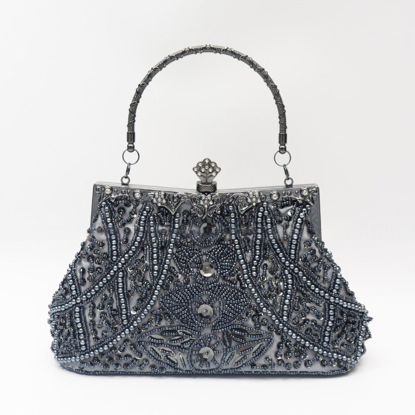 Vintage Handmade Beaded Embroidery Evening Bag For Gowns