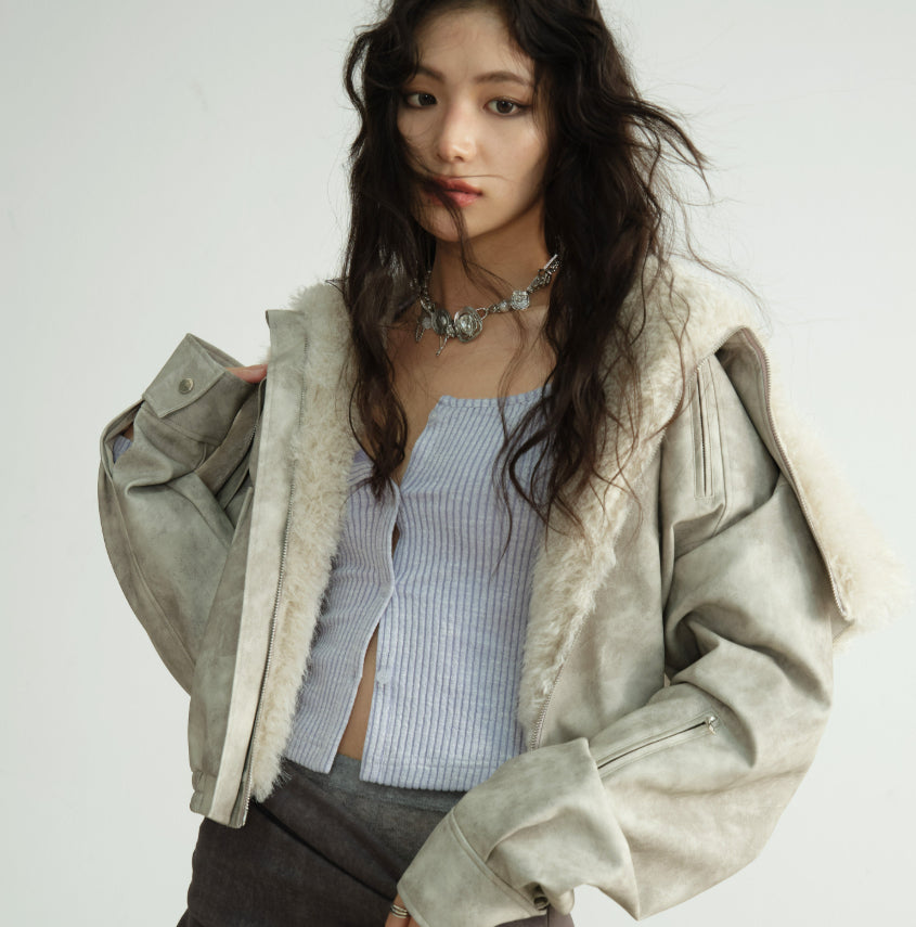 Hooded Post-apocalyptic PU Leather Quilted Jacket