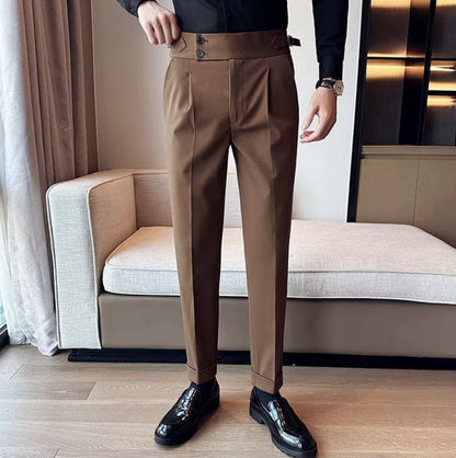 High-waisted White Retro Straight-leg Casual Pants