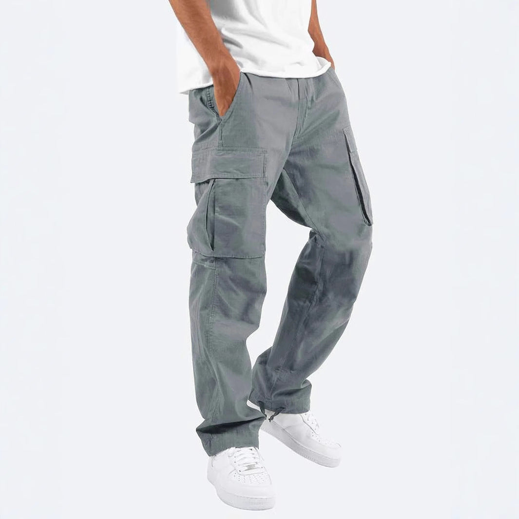 In Stock Amazon Summer New Men's Overalls European And American Independent Station Foreign Trade Drawstring Multi-pocket Casual Pants