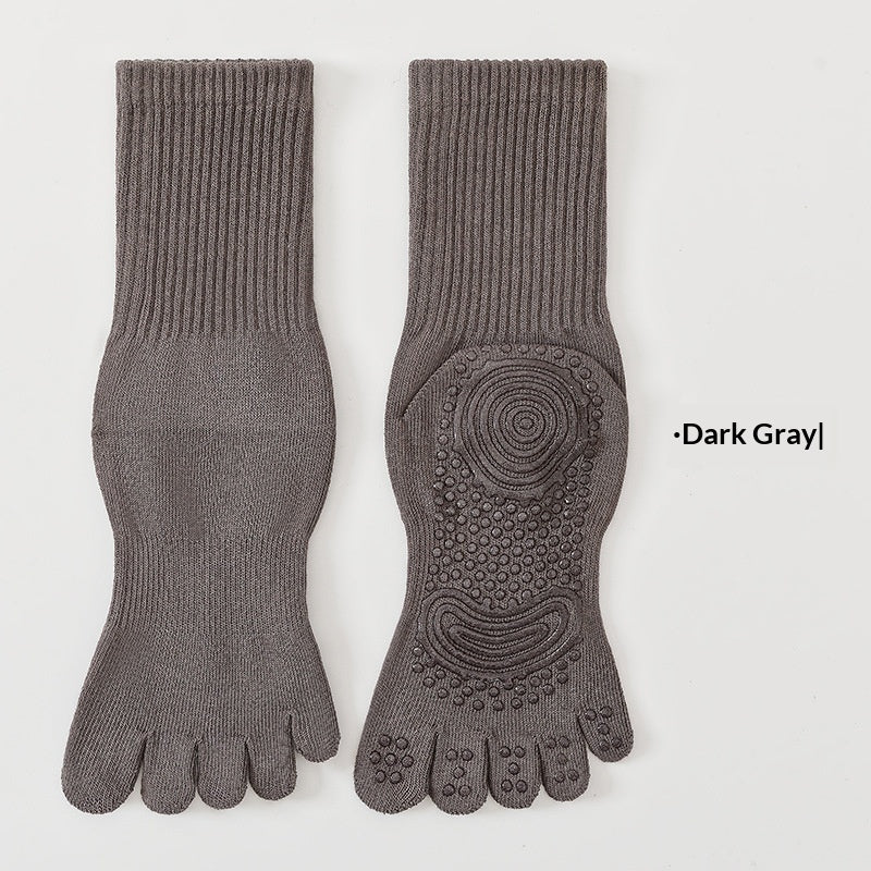 SpringSummer Yoga Socks Five-Toe Mid-Calf, Non-Slip