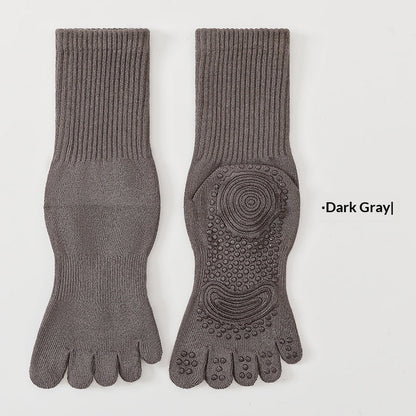 SpringSummer Yoga Socks Five-Toe Mid-Calf, Non-Slip