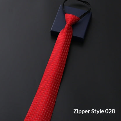 Mens Business Formal Zipper Tie With Blue Stripes