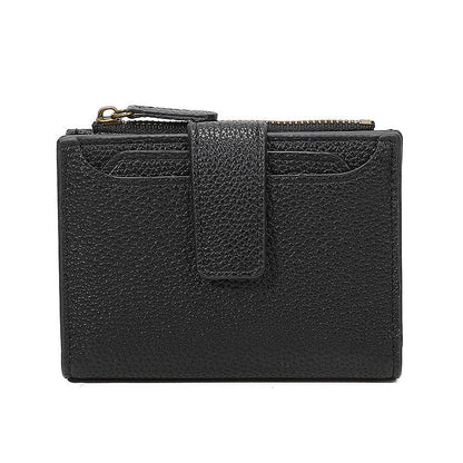 Functional Coin Purse With A Ring-bound Leather Wallet For Women
