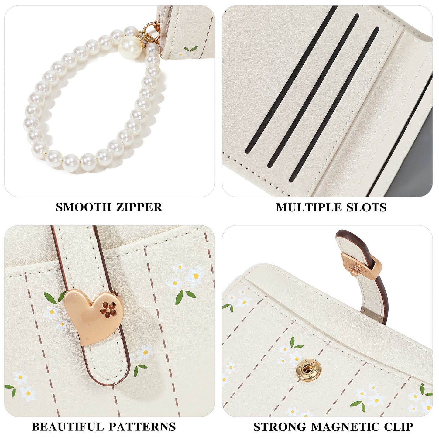 Womens Short PU Creative Floral Wallet