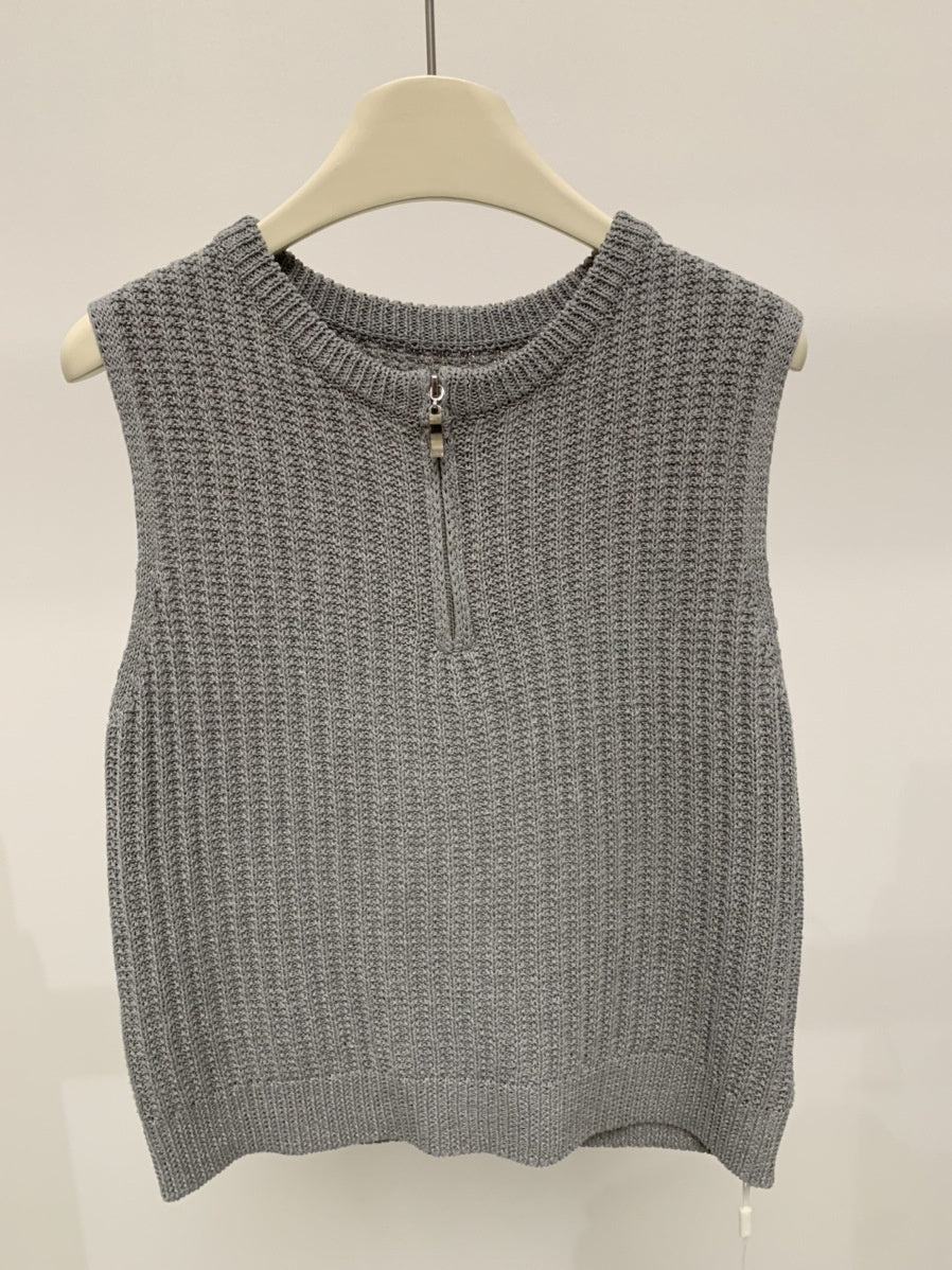 Sleeveless Knitted Outerwear Fashionable Ribbed Vest For Women