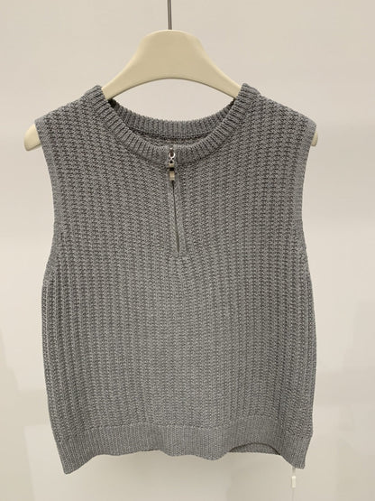 Sleeveless Knitted Outerwear Fashionable Ribbed Vest For Women