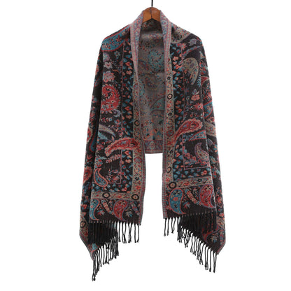 Ethnic-style Outerwear Ankeila Red Faux-cashmere Air-conditioner Shawl Scarf