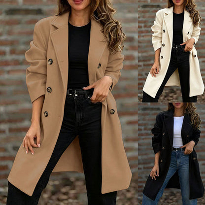 Notch-lapel Double-breasted Wool Coat