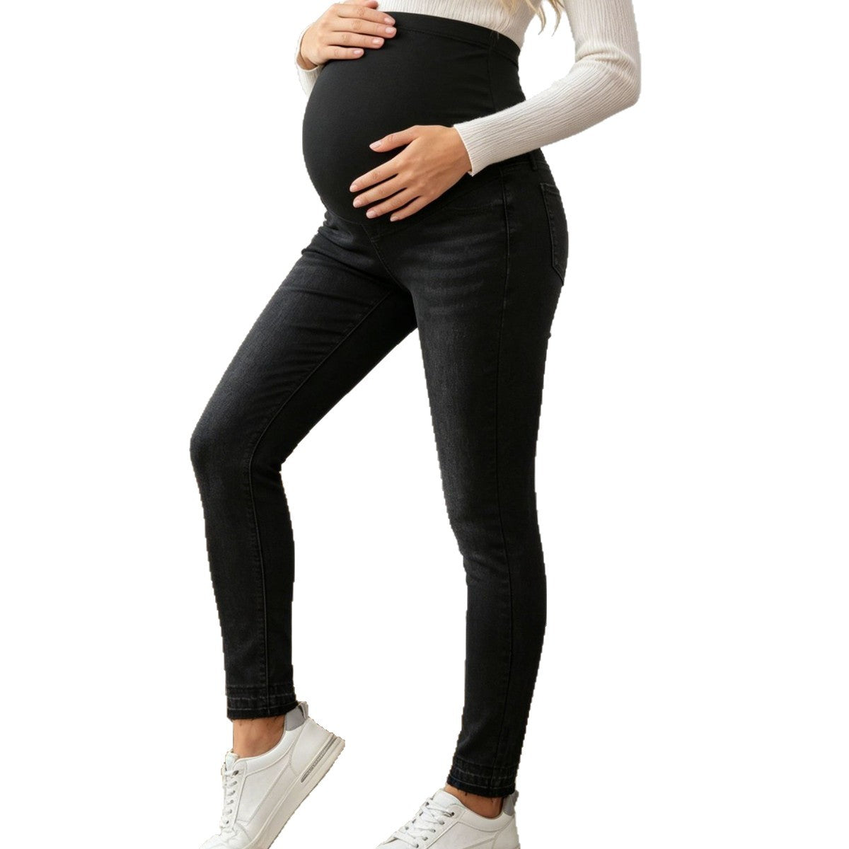 Maternity Slim-fit Solid-color Versatile Skinny Jeans