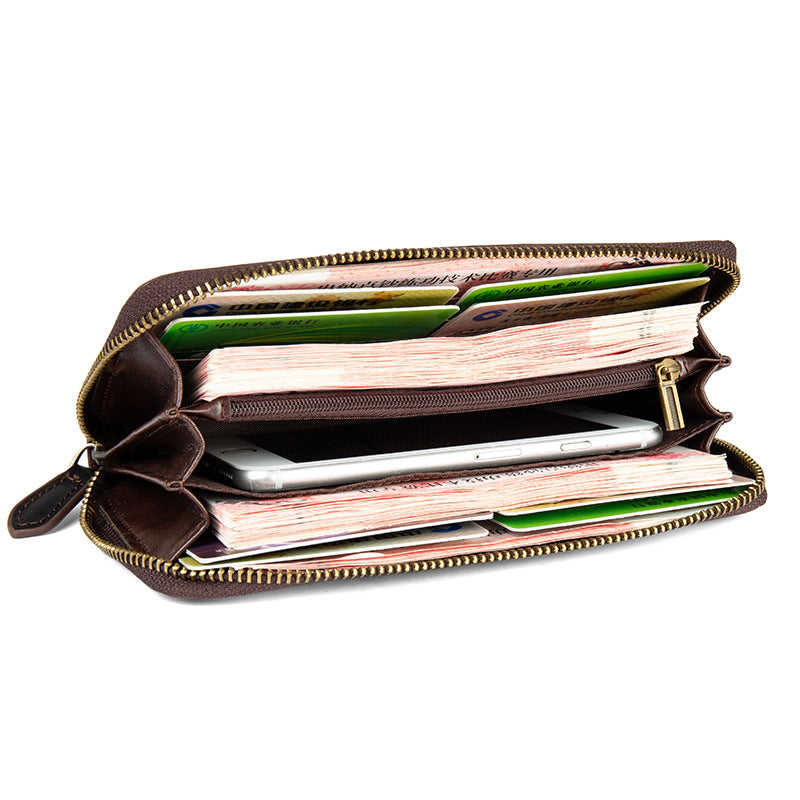 Women's Retro Distressed Long Zipper Wallet
