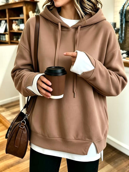 New Fallwinter Womens Faux Two-piece Hooded Sweatshirt