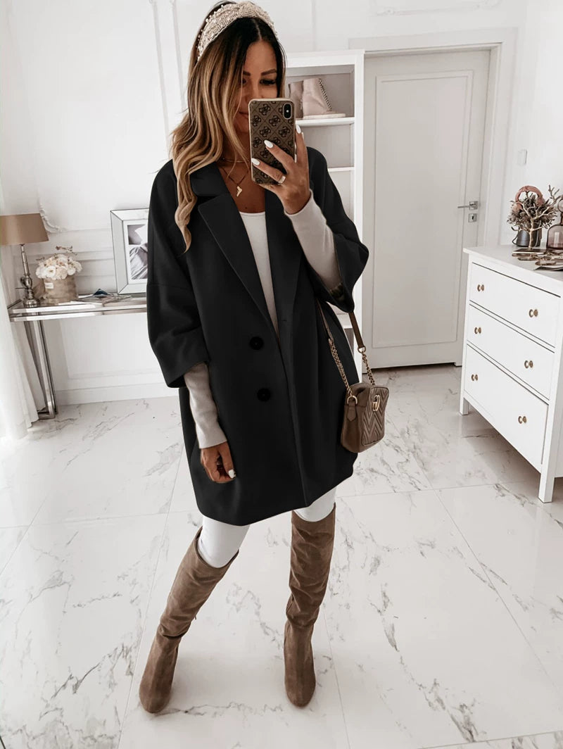 Winter Fashion Lapel Pocket Jacket For Women