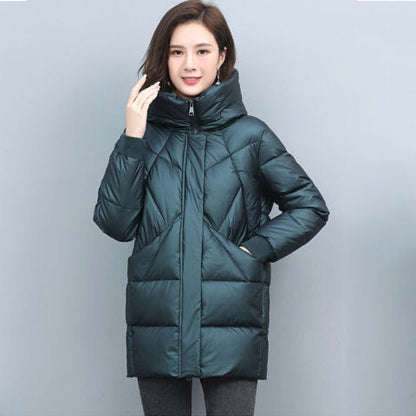 Womens Mid-length Hooded Cotton Coat