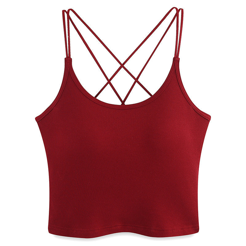 Summer New Sexy Sizzling heat Cross back Sheer strapped Back beauty Camisole