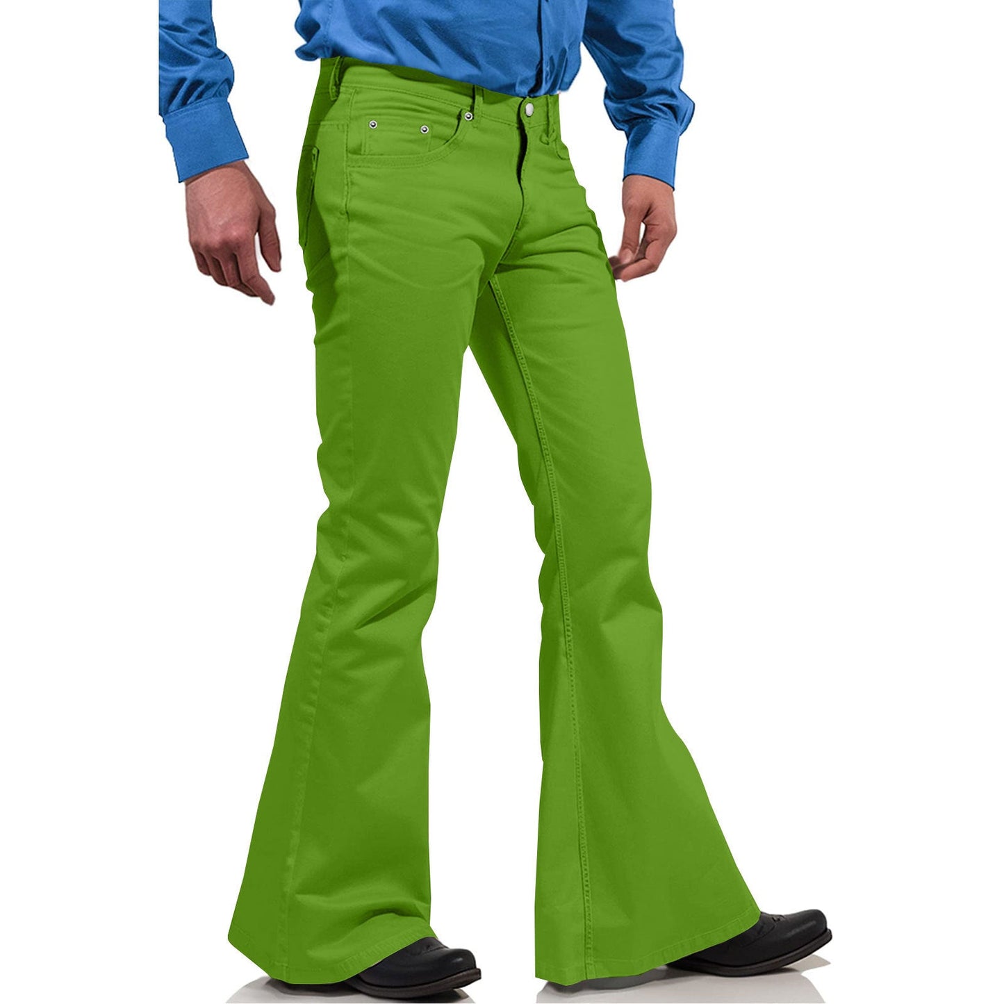 2025 New In-Stock Men's Cross-Border Amazon Solid Color Casual Stretch Slim Retro Flared Pants
