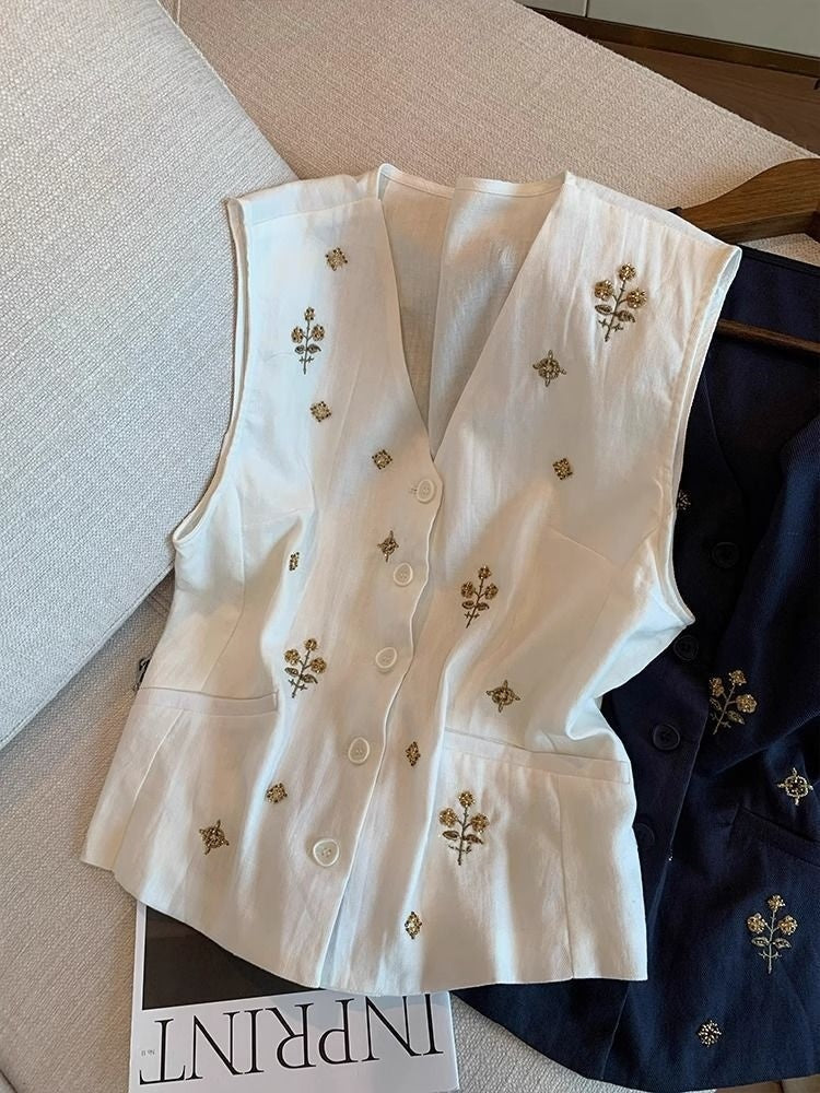 Elegant Relaxed-fit Versatile V-neck Waistcoat Vest