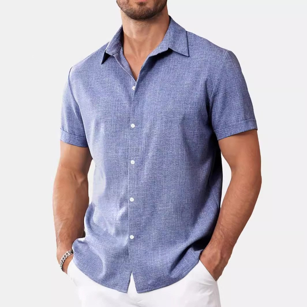 Mens Short-Sleeved Printed Casual Shirt