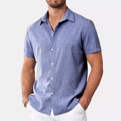 Mens Short-Sleeved Printed Casual Shirt