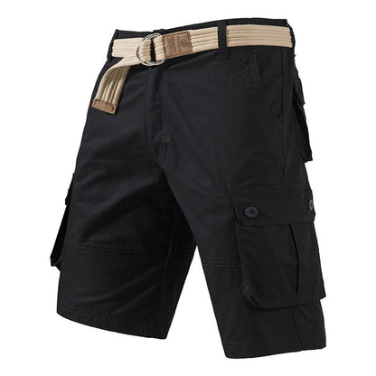Men's Washed Cotton Multi Pocket Casual Cargo Knee Length Shorts