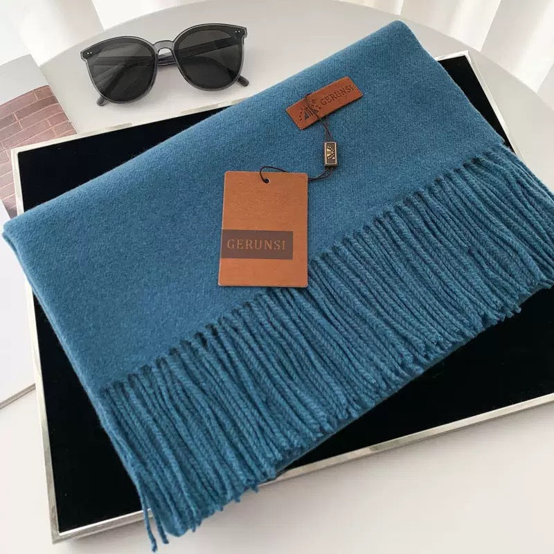 Womens Thickened Fashionable Solid-Color Tassel Scarf