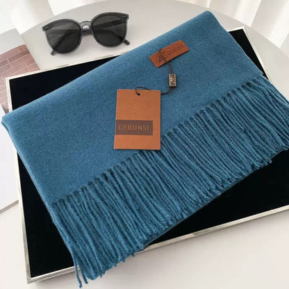 Womens Thickened Fashionable Solid-Color Tassel Scarf