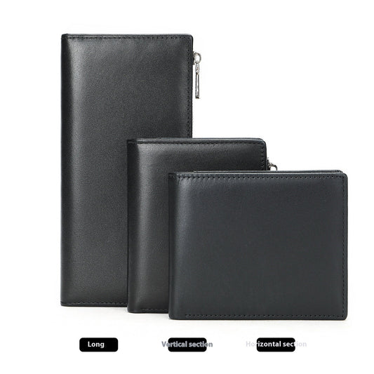 Handmade Cowhide Men's Zip Wallet Anti-theft