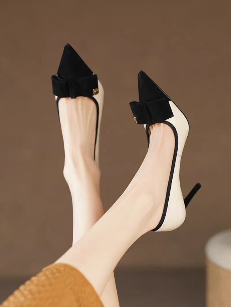 New French Style Bow High Heels, Elegant Women Stiletto Pointed Toe Pumps, Fast Shipping Within Days