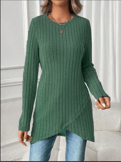 New Womens European And American-style Round-neck Casual Long-sleeve Top