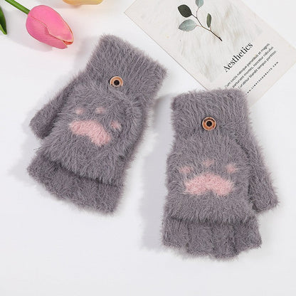 Half-finger Knitted Warm Cat-claw Gloves