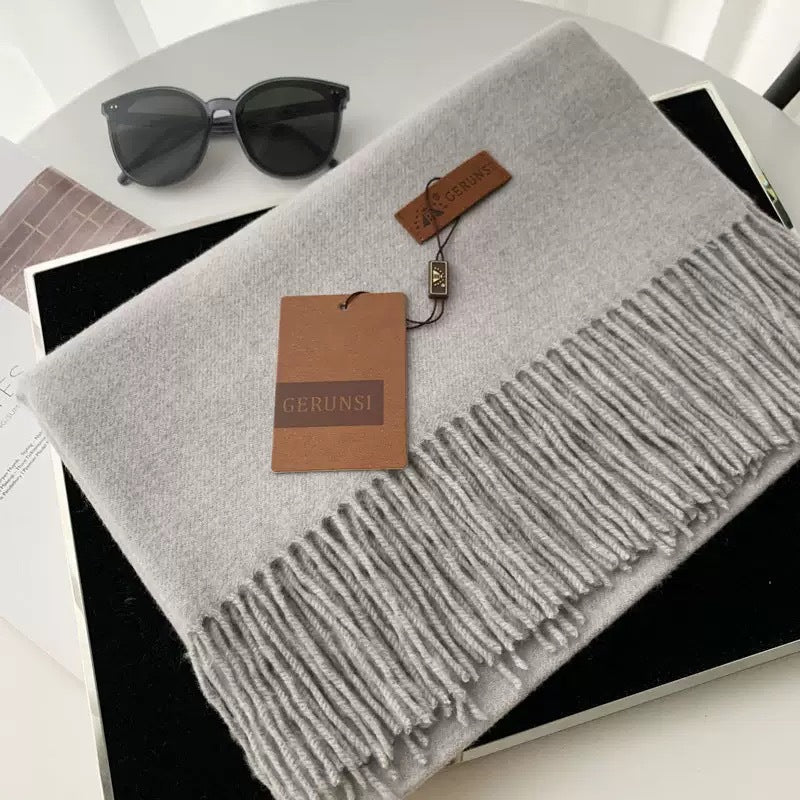 Womens Thickened Fashionable Solid-Color Tassel Scarf