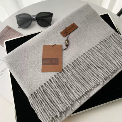 Womens Thickened Fashionable Solid-Color Tassel Scarf