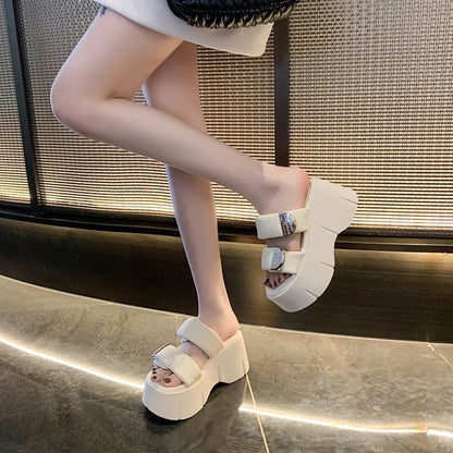 9cm-height-increasing Thick-soled Slippers For Women
