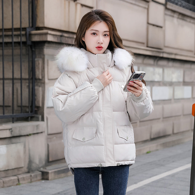 Women's Cotton-padded Coat With A Thickened Large Fur Collar
