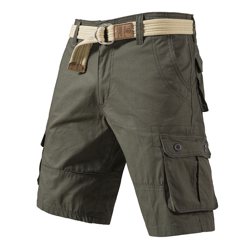 Men's Washed Cotton Multi Pocket Casual Cargo Knee Length Shorts
