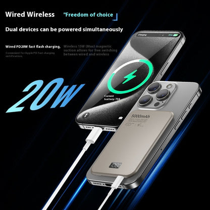 Magnetic Wireless Digital Display Aluminum Alloy Fast Charging Mobile Power Supply