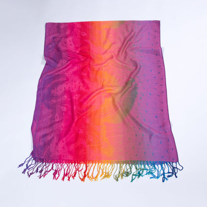 Ethnic-style Fallwinter Colorful Gradient Feather-patterned Neck Scarf