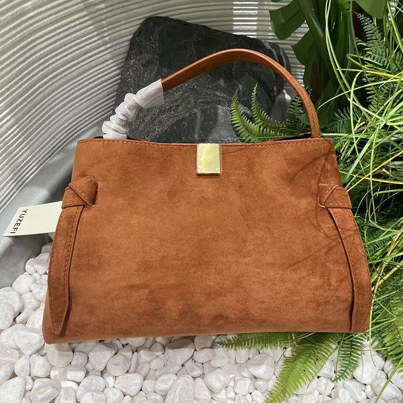 Handbag Fleece Potsticker Paper Bag 2025 New High-end Small Commuter Fleece Handbag Women's Messenger Bag