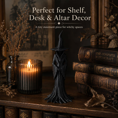1PC Gothic Witch Figurine, 3D Printed Black Shelf Decor Statue For Desk, Shelf And Halloween Room Decor