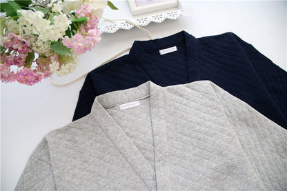 New Autumn Winter Mens Japanese-Style Pure Cotton Air-Layer Loungewear Set